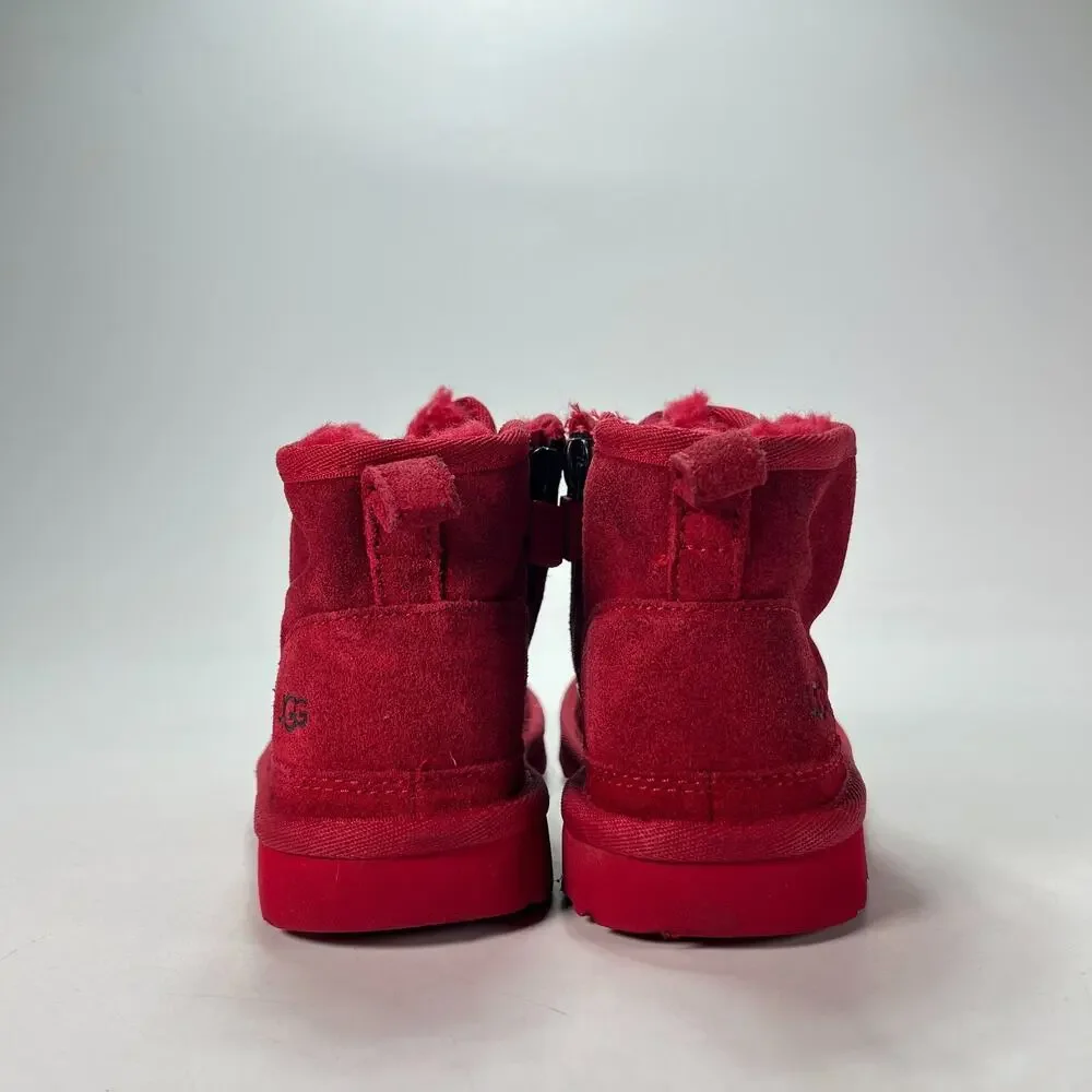 UGG Neumel II Samba Red Suede Water Repellent Lace Up Chukka Boots Kids Size 12